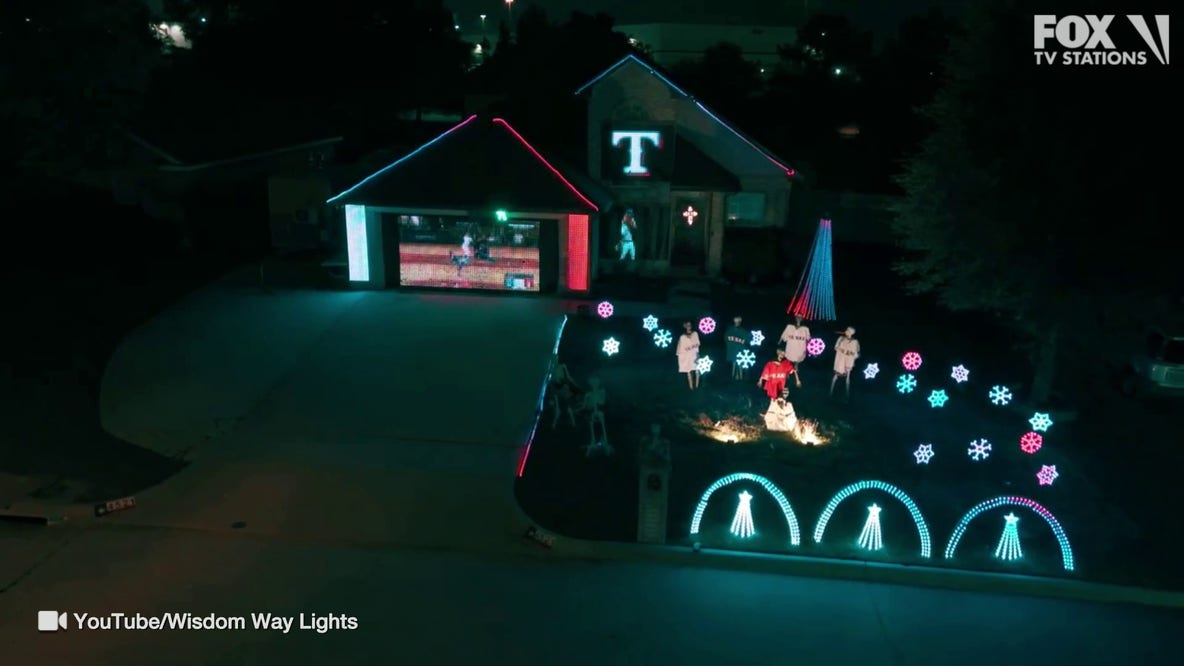 Rangers Christmas display in Haltom City is a home run